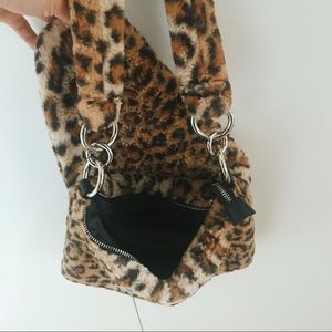 fluffy leopard print bag topshop